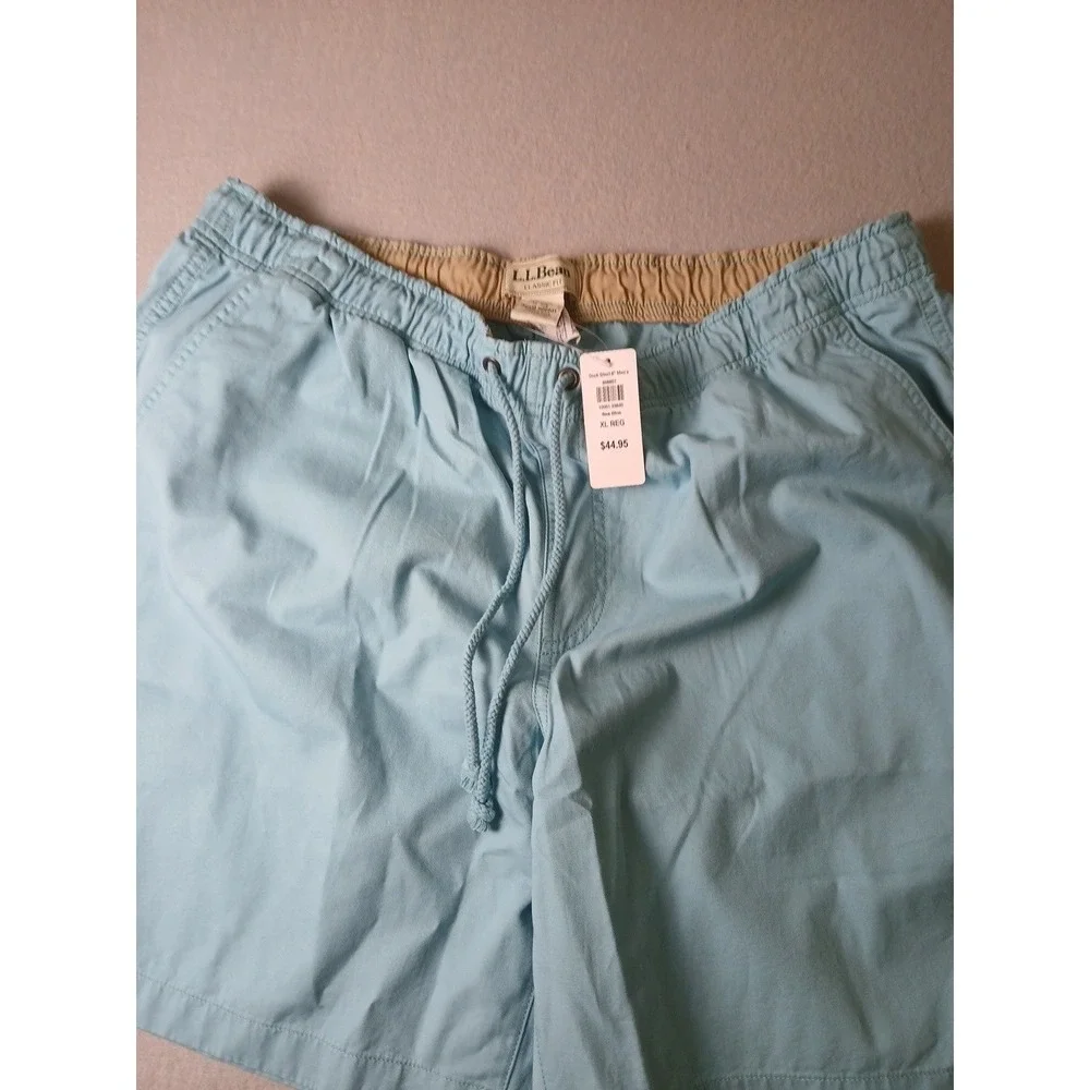 L.L.Bean Dock Short Mens XL  Cotton Twill Elastic Waist Sea Blue New With Tags!!